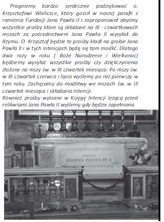 Polish Version of JPII letters notice